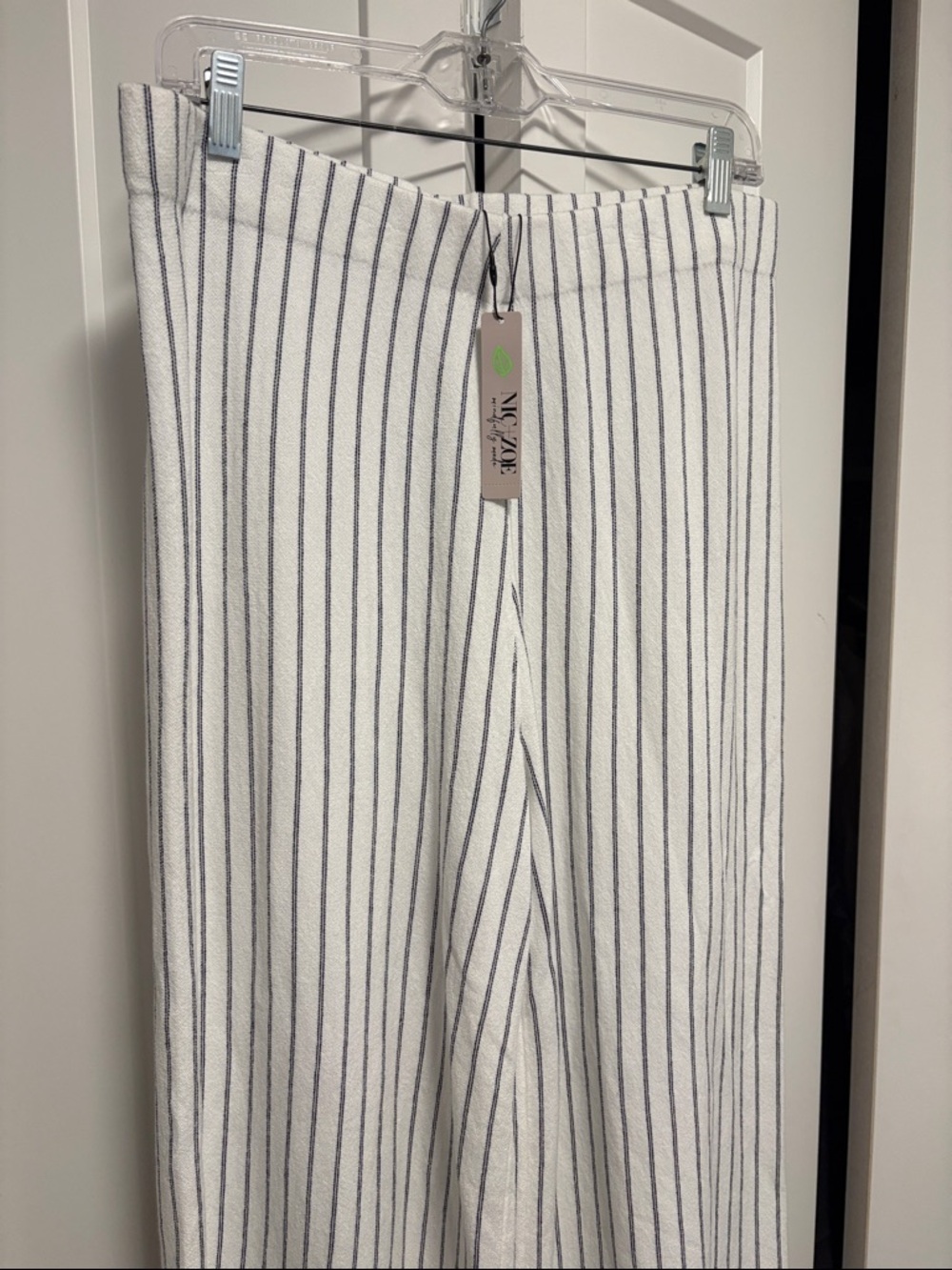 NWT [NIC+ZOE] Destination Pinstripe Wide-leg White Casual Pants Womens L or XL - Picture 5 of 10